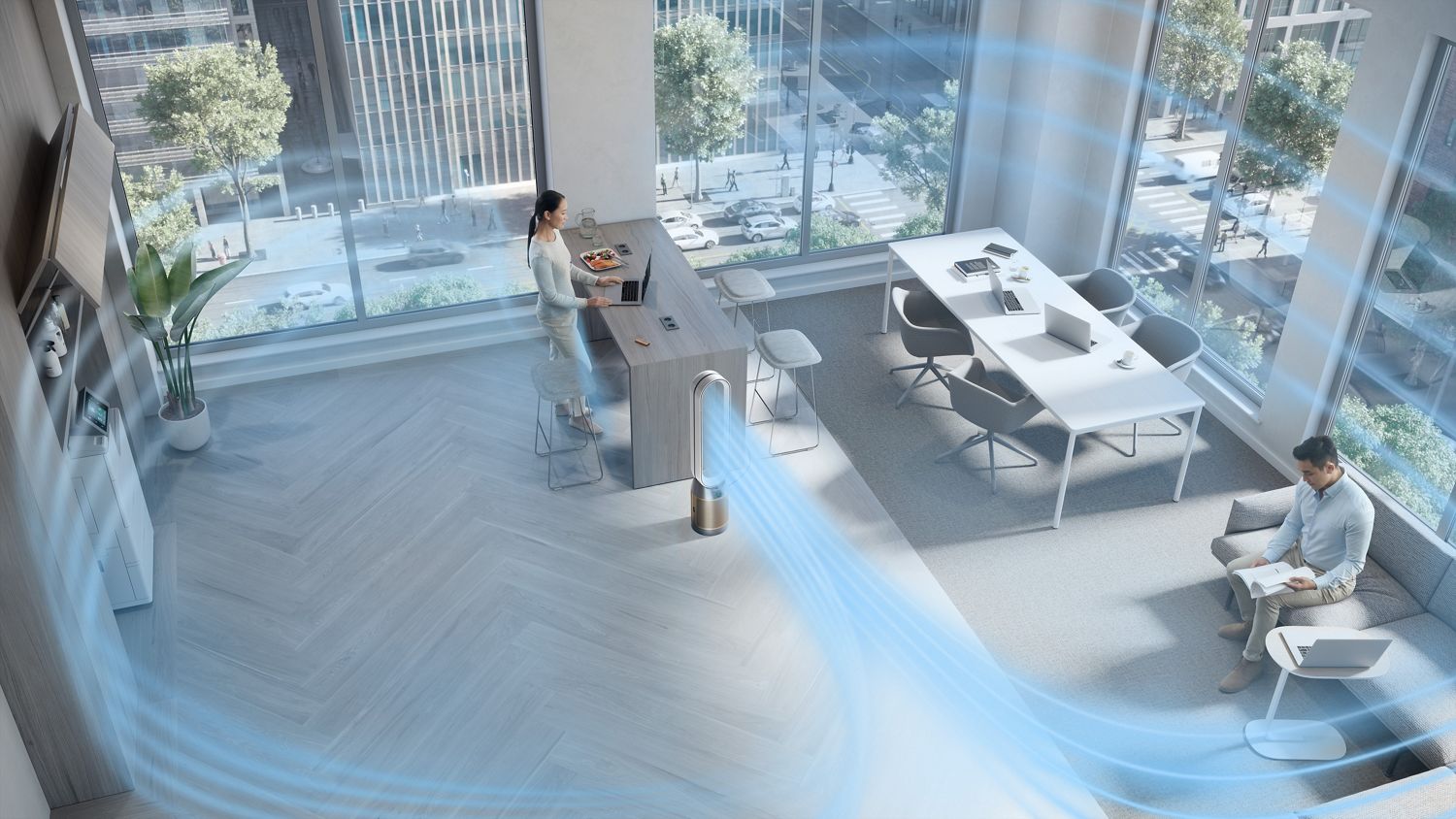 purified and cool air being delivered in a meeting room 